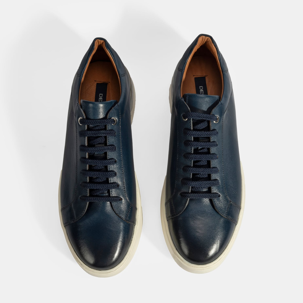 Erkek Lacivert Bağcıklı Deri Günlük Ayakkabı