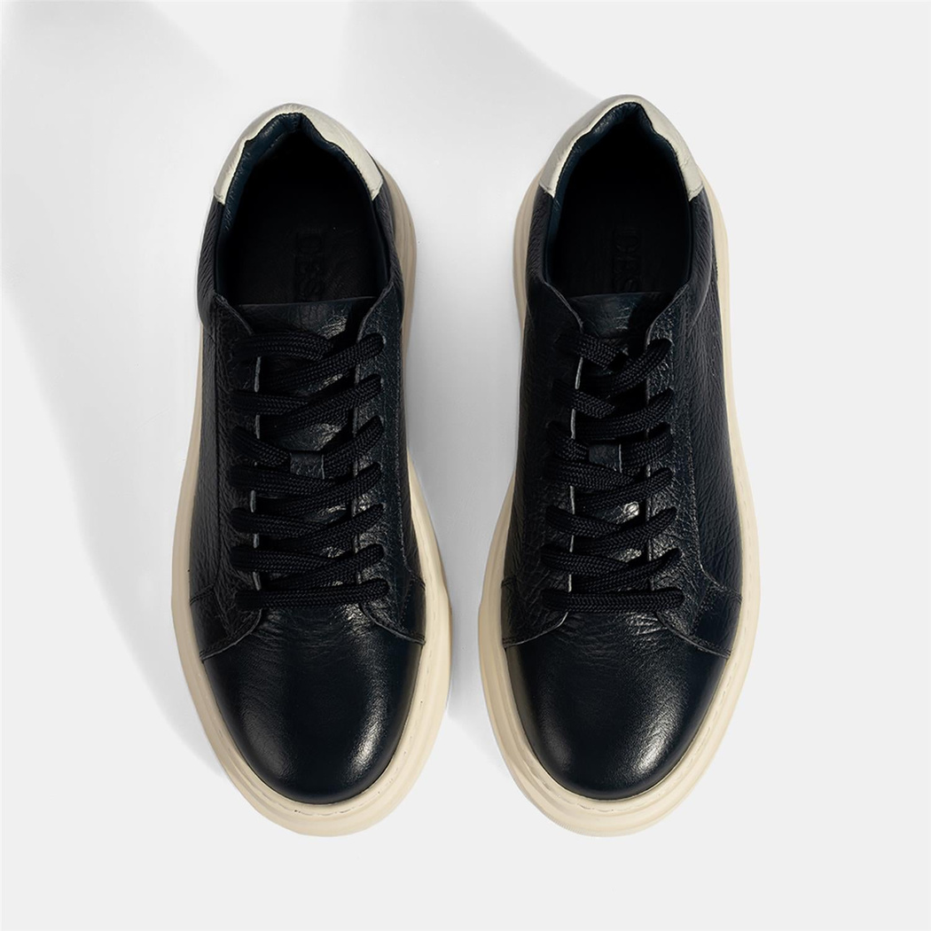 Erkek Lacivert Bağcıklı Deri Günlük Ayakkabı