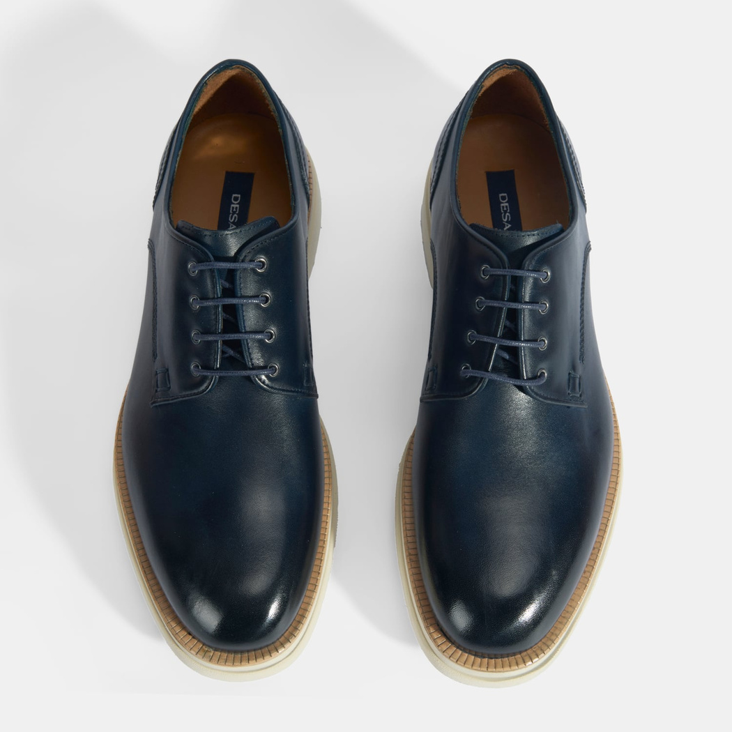 Erkek Lacivert Bağcıklı Deri Günlük Ayakkabı