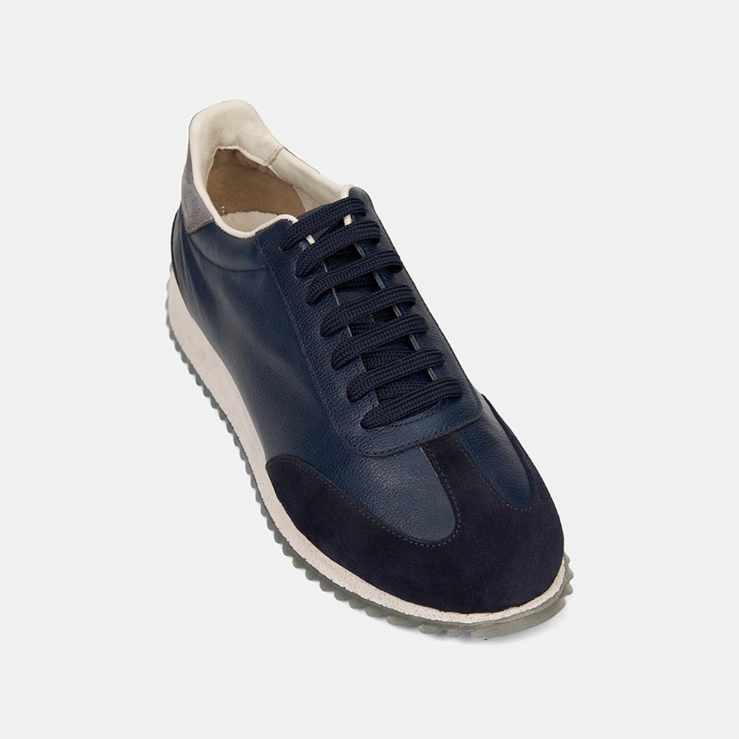 Erkek Lacivert Bağcıklı Deri Spor Ayakkabı