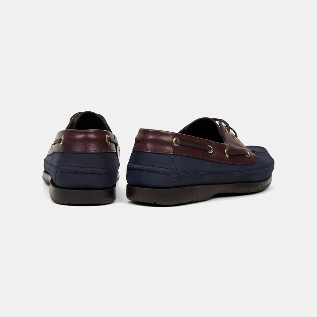 Erkek Lacivert - Bordo Detaylı Nubuk Deri Loafer