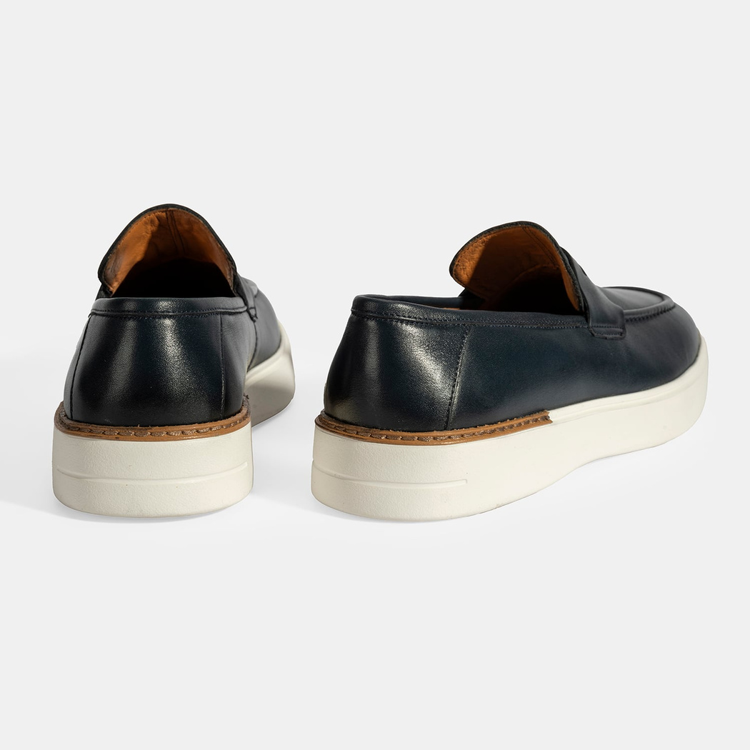 Erkek Lacivert Deri Loafer