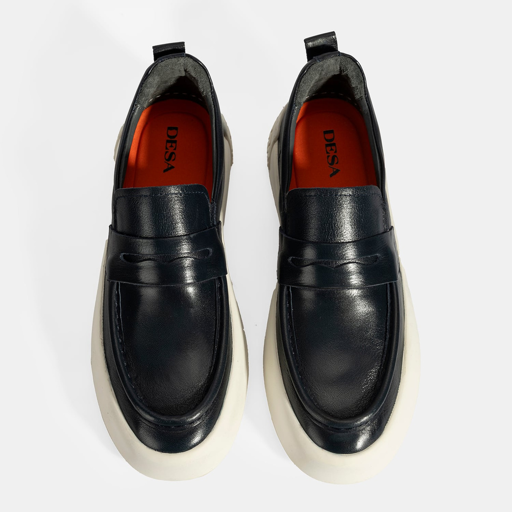 Erkek Lacivert Deri Loafer