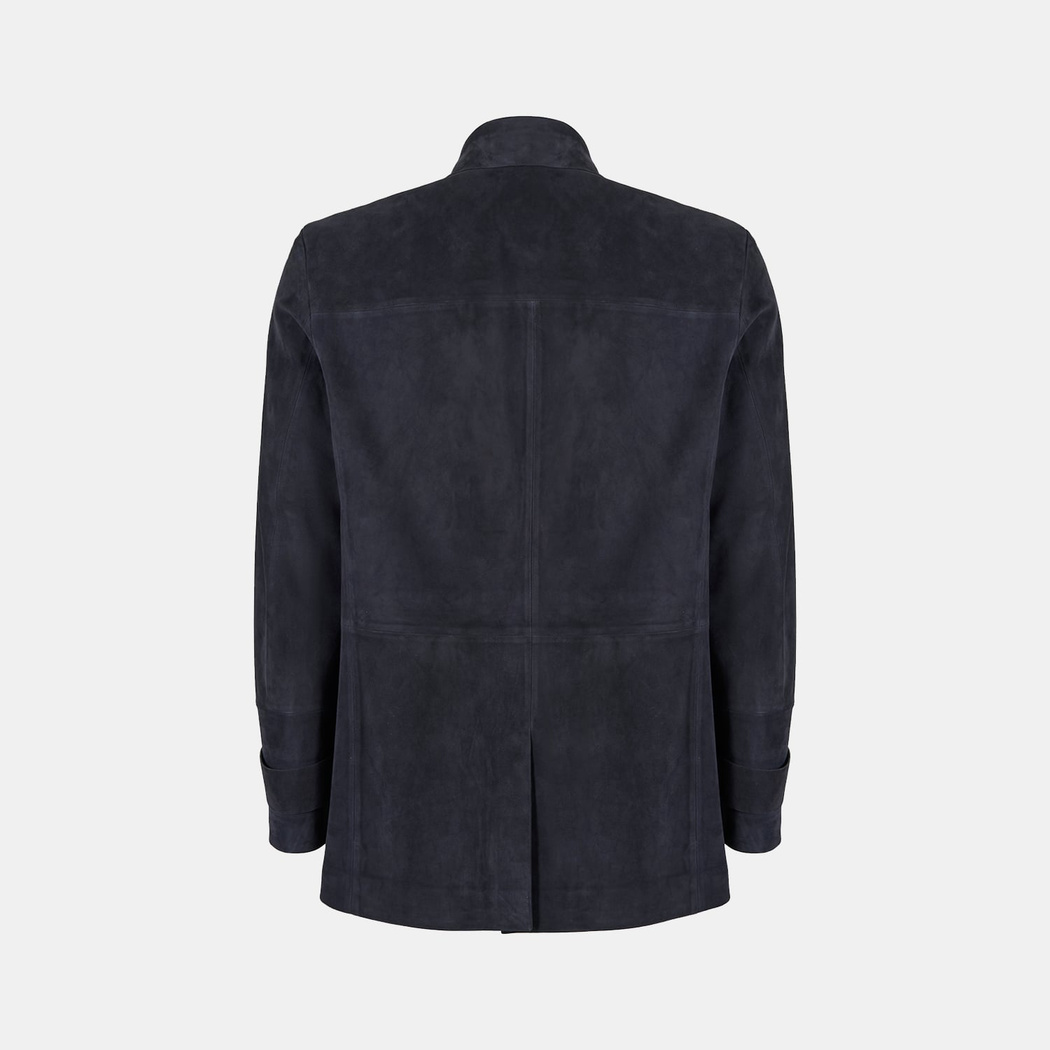 Erkek Lacivert Gömlek Yaka Süet Ceket