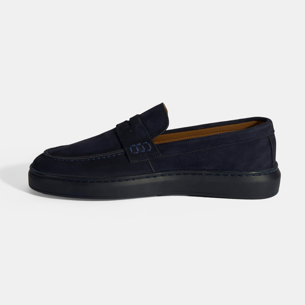 Erkek Lacivert Slip-On Nubuk Deri Loafer