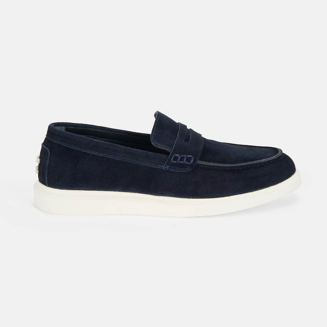 Erkek Lacivert Slip-On Süet Loafer