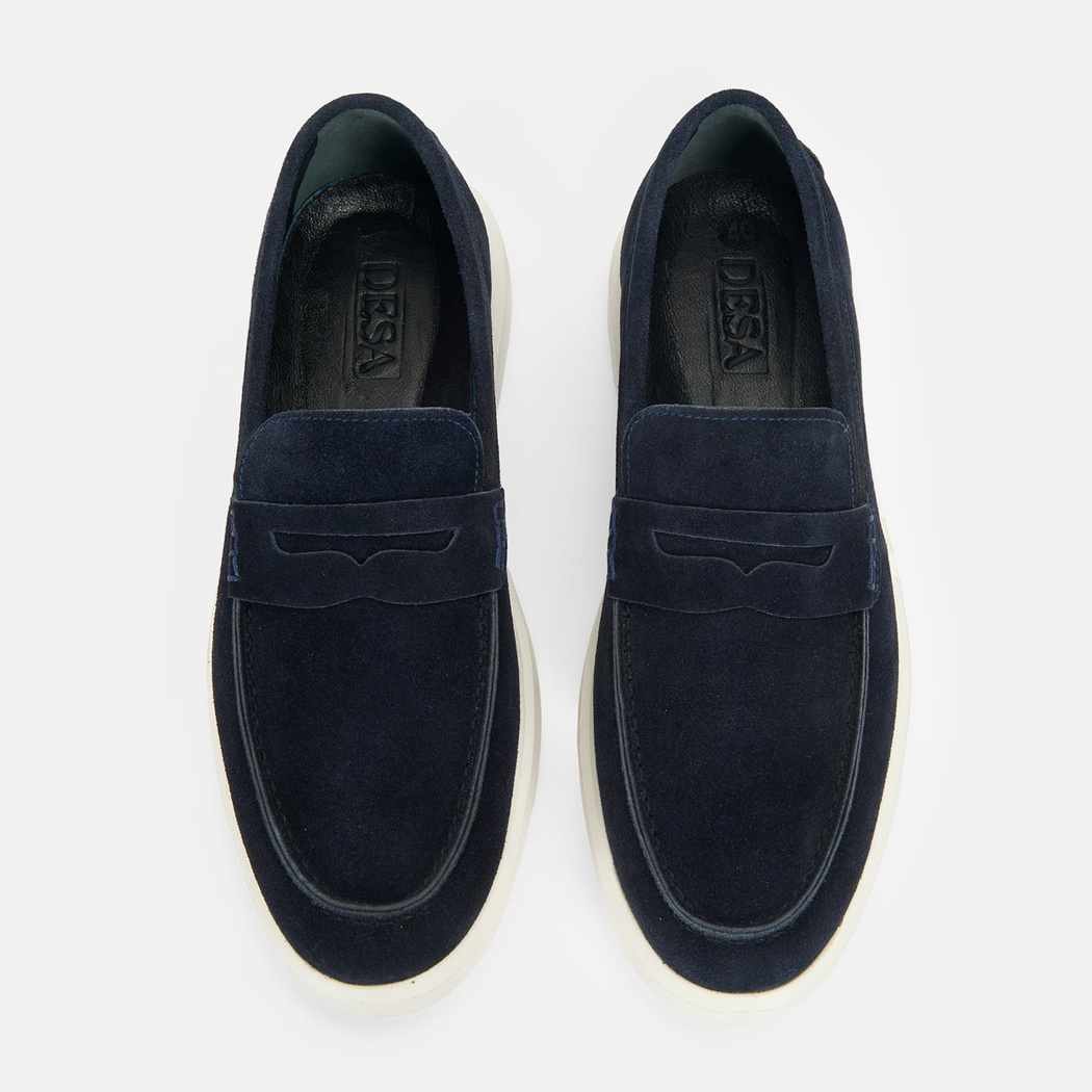 Erkek Lacivert Slip-On Süet Loafer