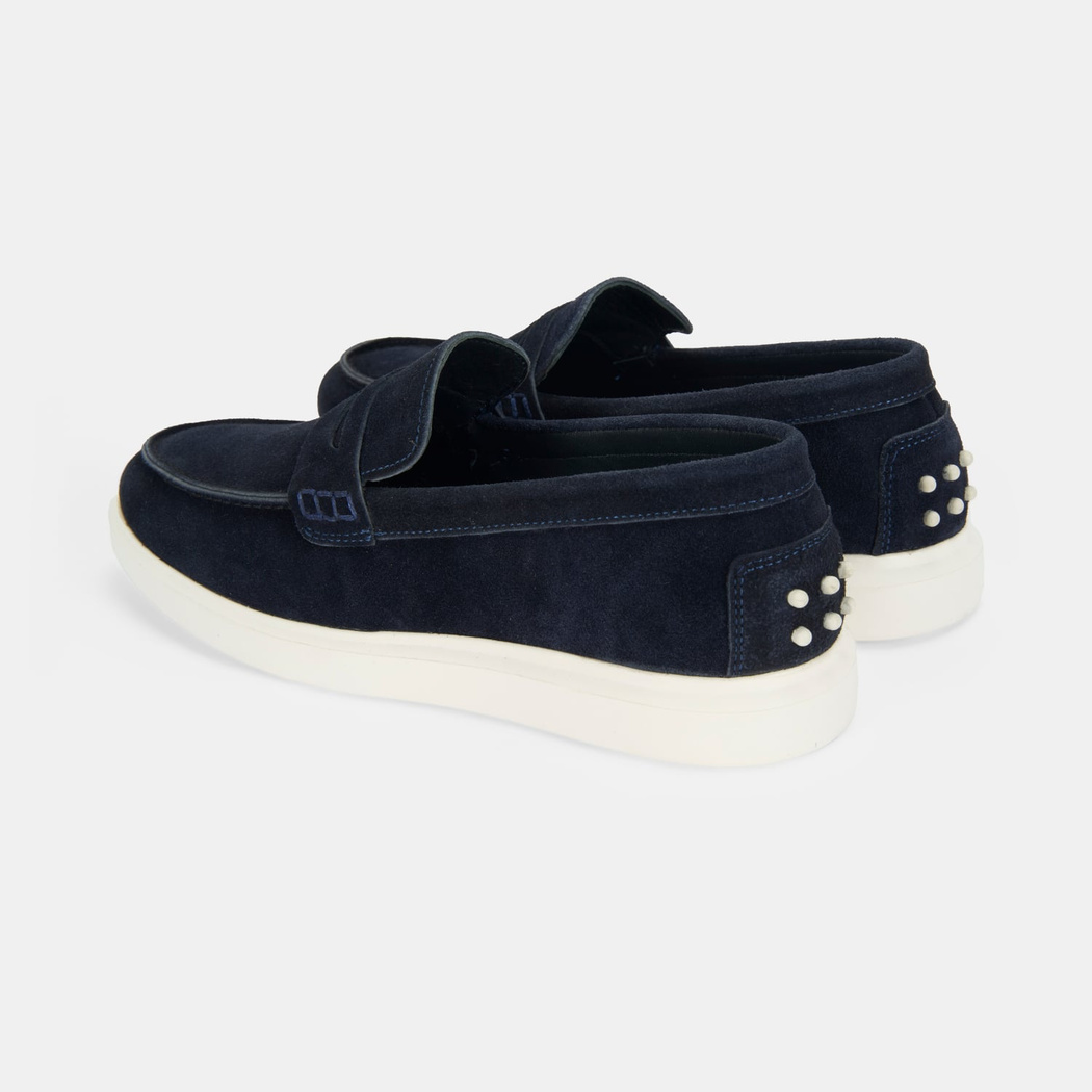 Erkek Lacivert Slip-On Süet Loafer