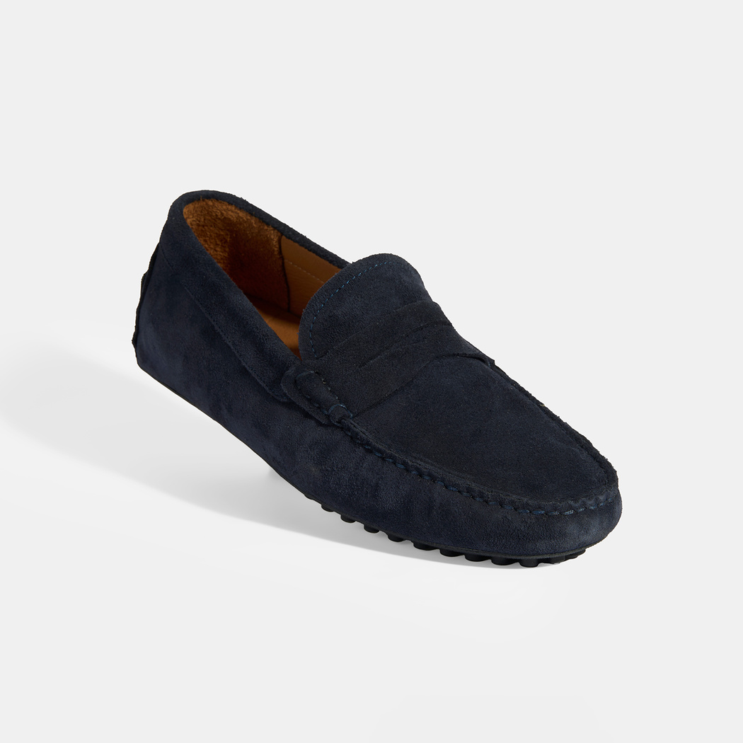 Erkek Lacivert Slip-On Süet Loafer