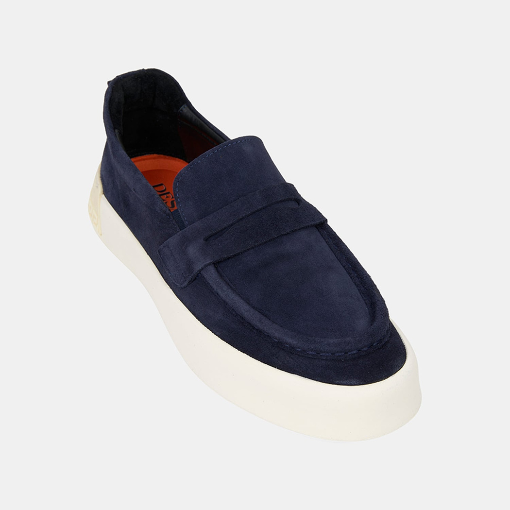 Erkek Lacivert Süet Deri Loafer