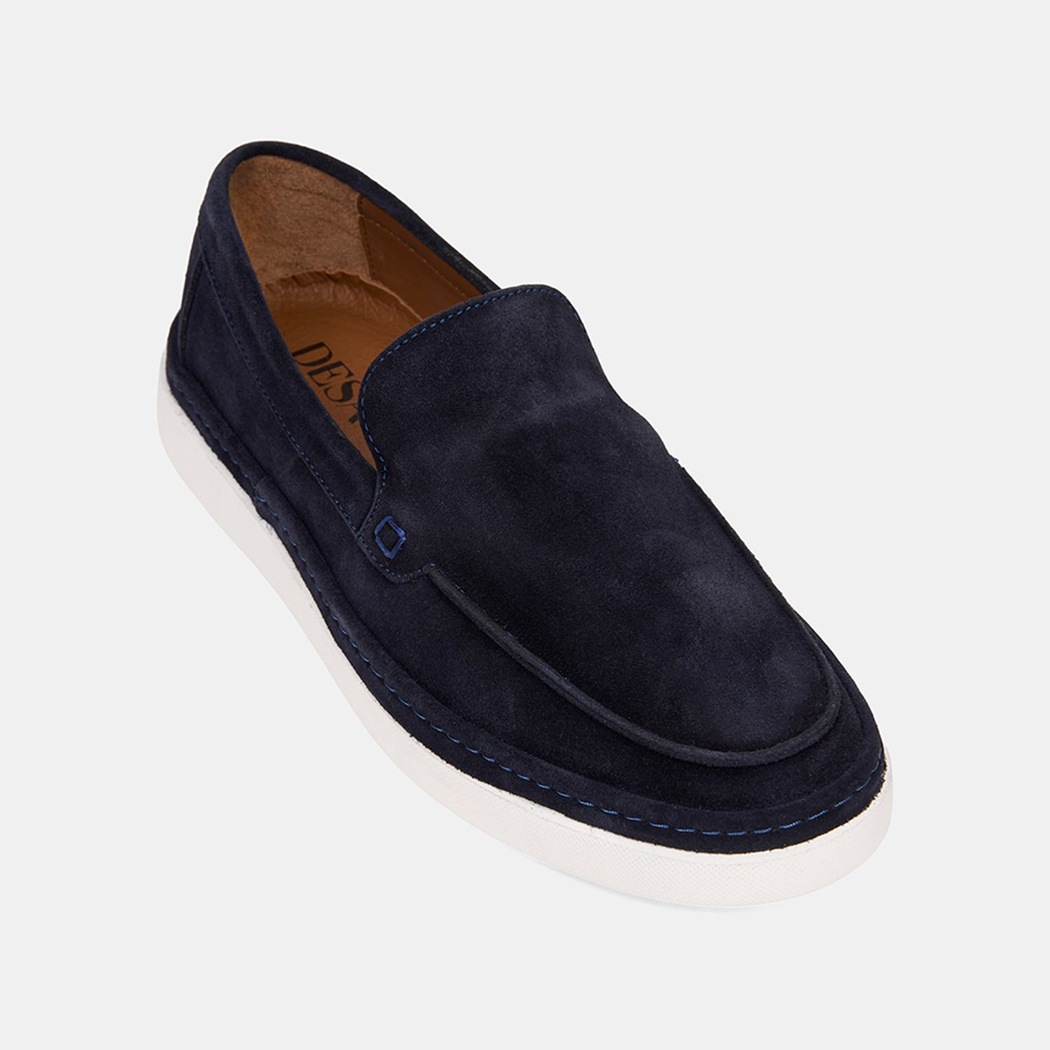 Erkek Lacivert Süet Deri Loafer