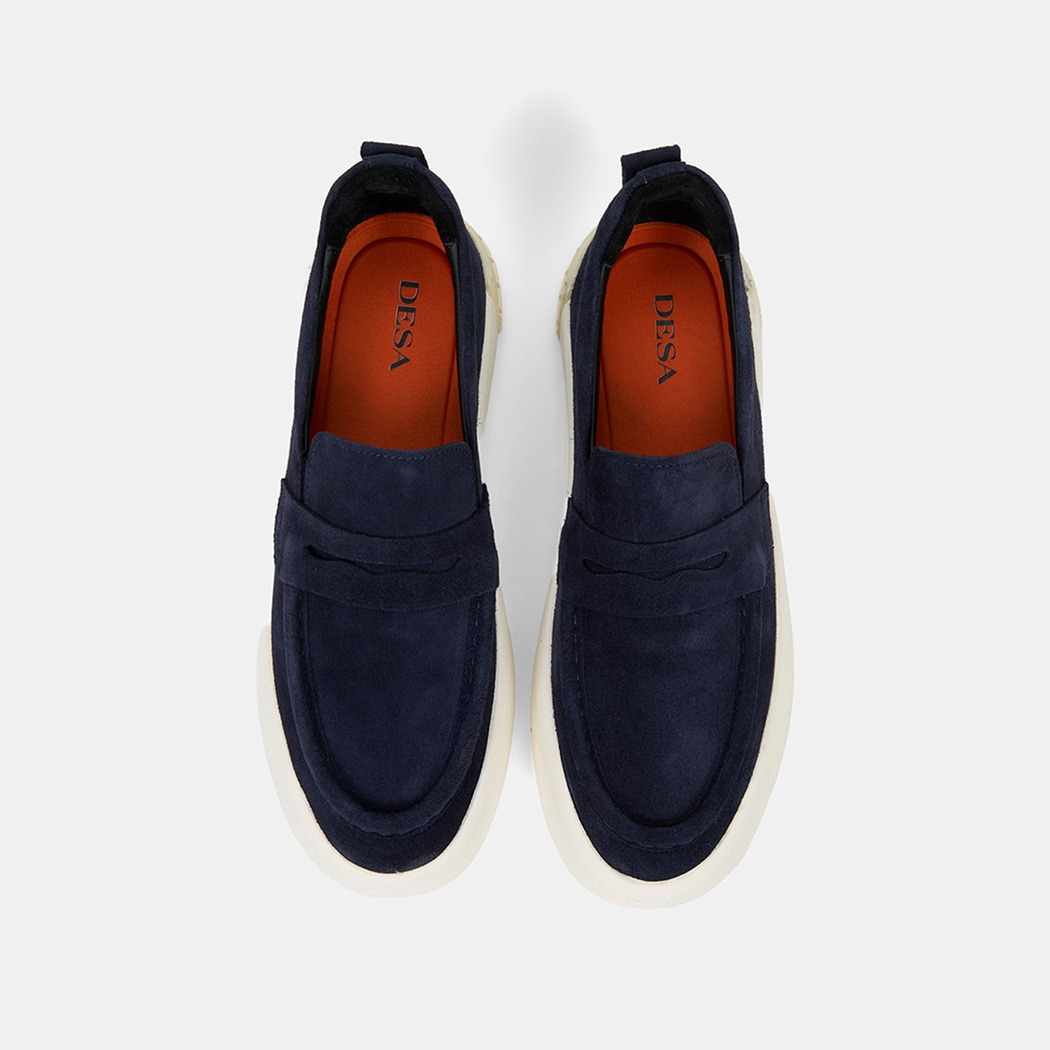 Erkek Lacivert Süet Deri Loafer
