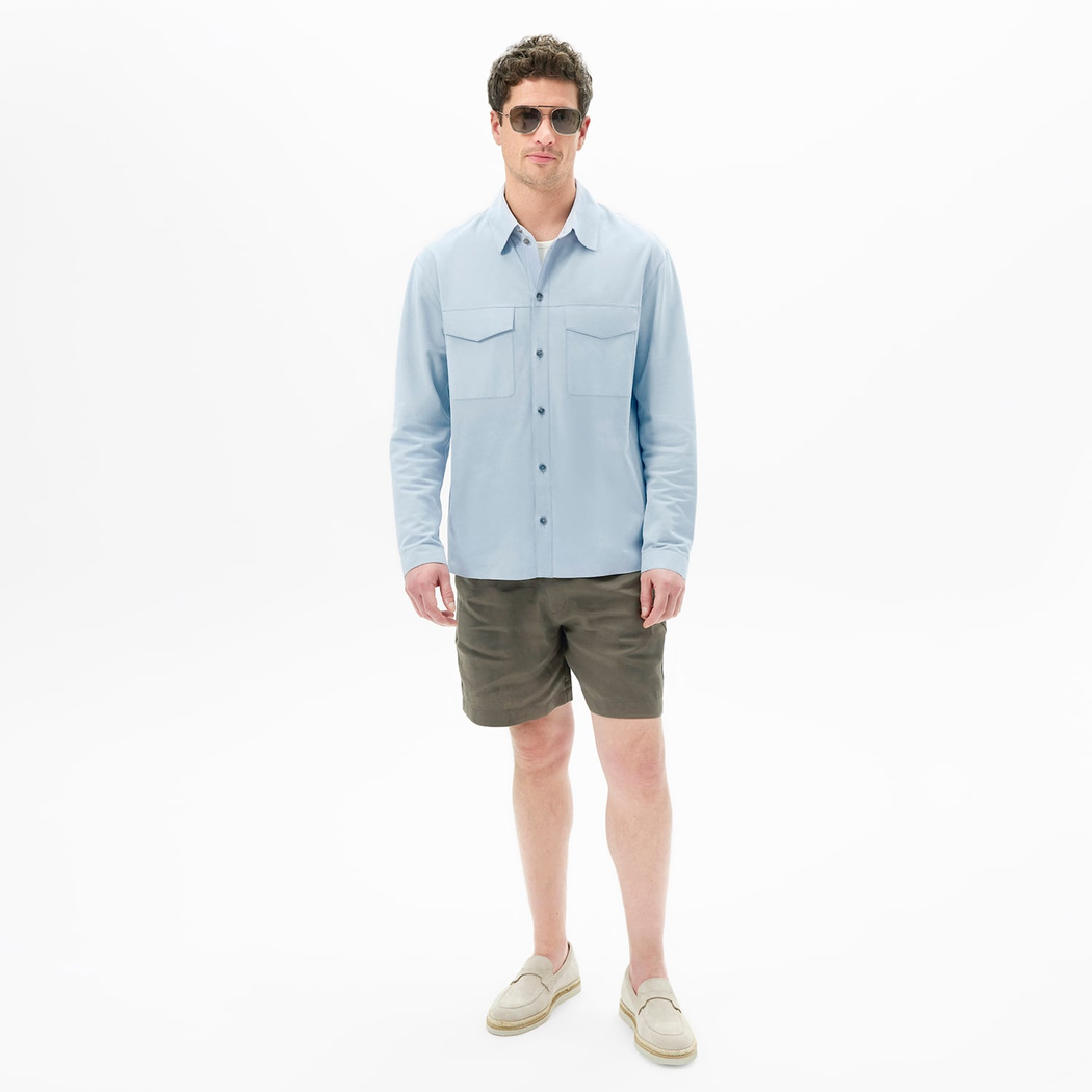 Erkek Mavi Süet Gömlek