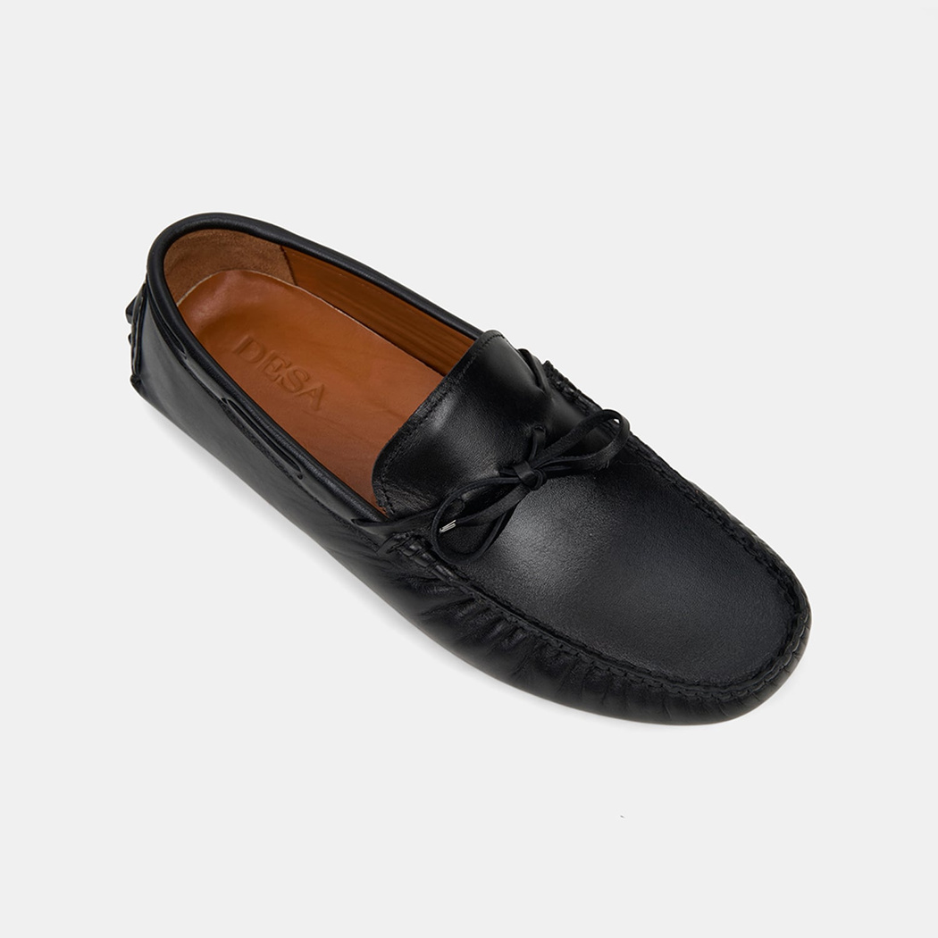 Erkek Siyah Bağcık Detaylı Deri Loafer