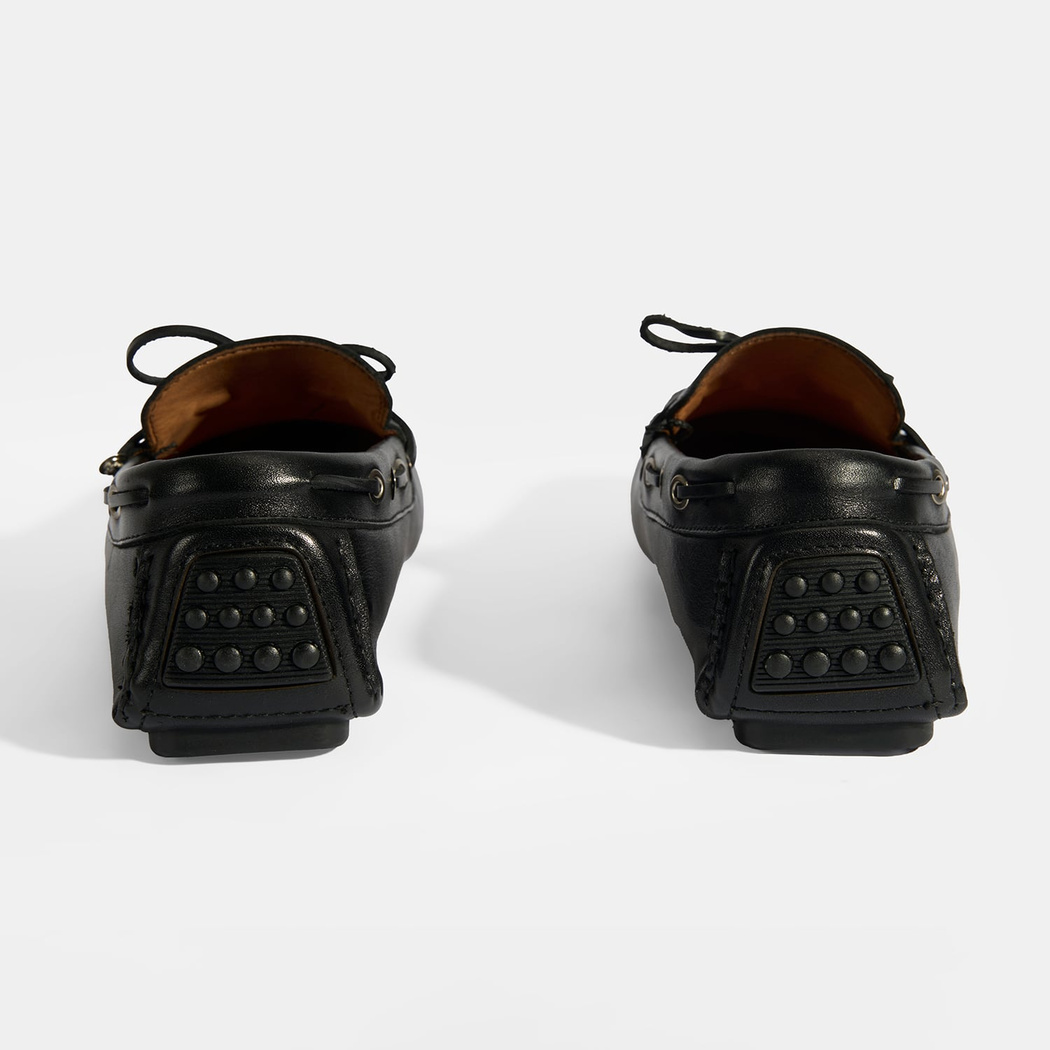 Erkek Siyah Bağcık Detaylı Slip-On Deri Loafer