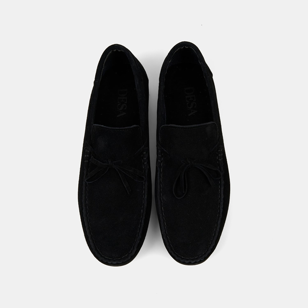 Erkek Siyah Bağcık Detaylı Süet Loafer