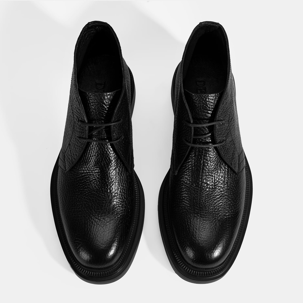 Erkek Siyah Bağcıklı Deri Bot