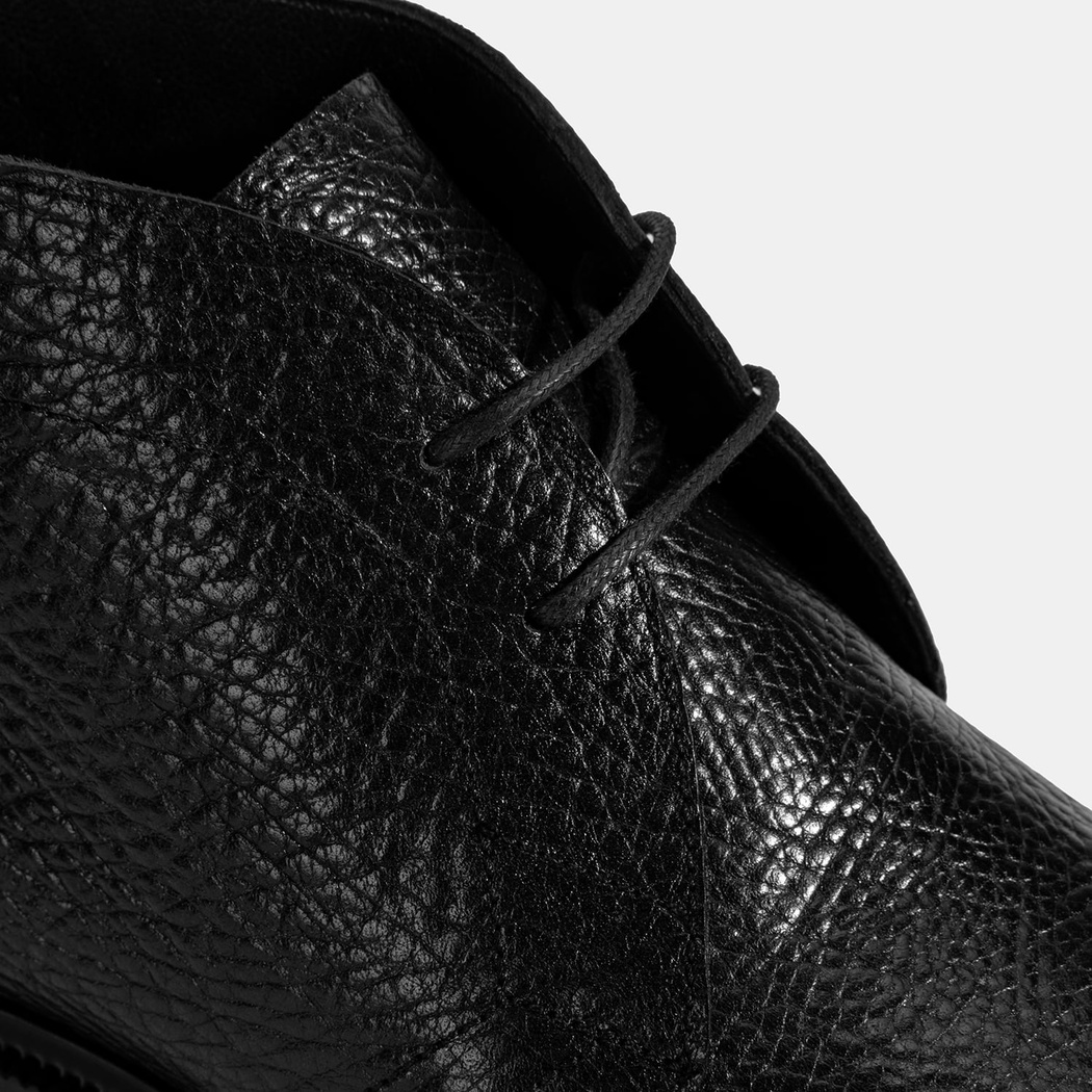 Erkek Siyah Bağcıklı Deri Bot