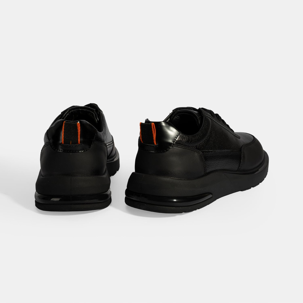 Erkek Siyah Bağcıklı Deri Günlük Ayakkabı