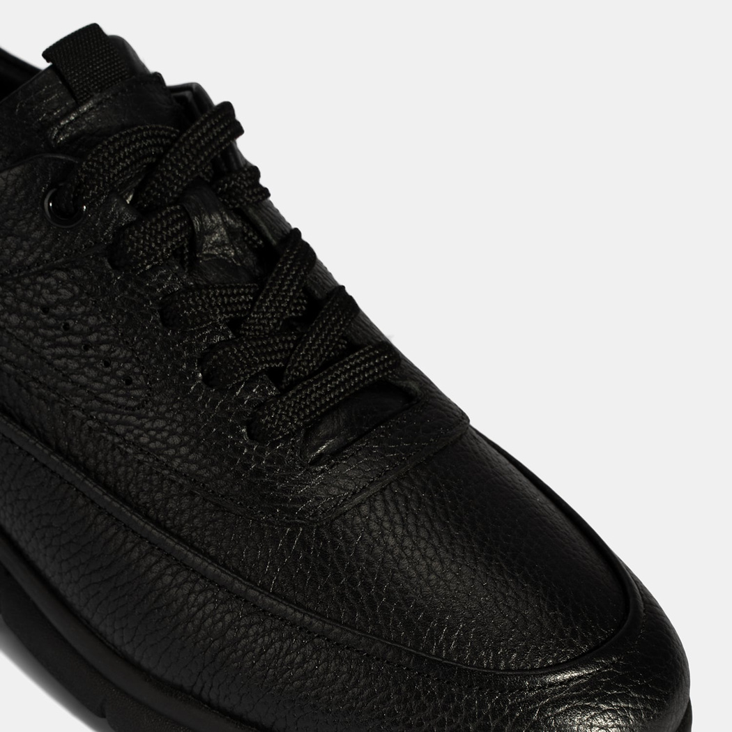 Erkek Siyah Bağcıklı Deri Günlük Ayakkabı