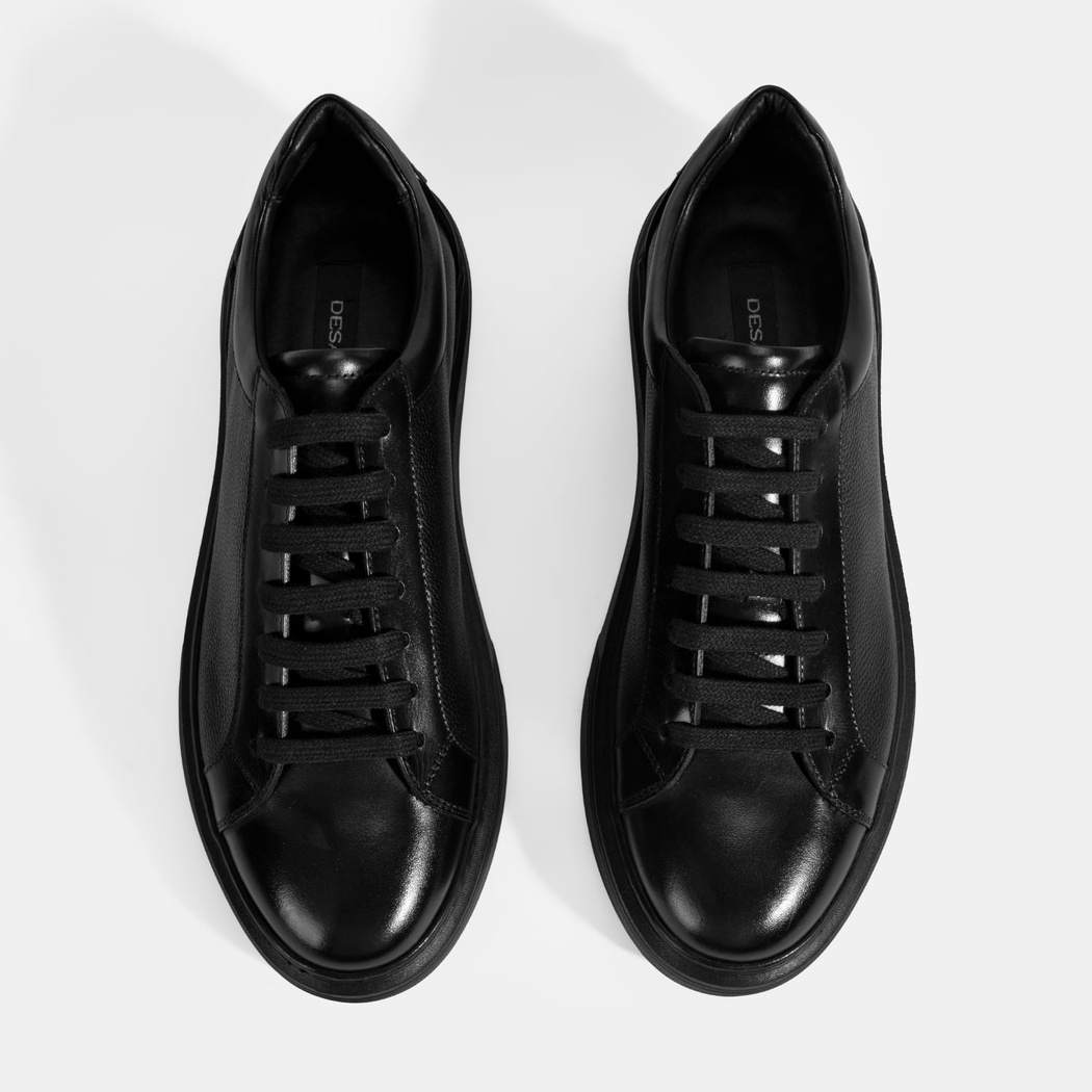 Erkek Siyah Bağcıklı Deri Günlük Ayakkabı