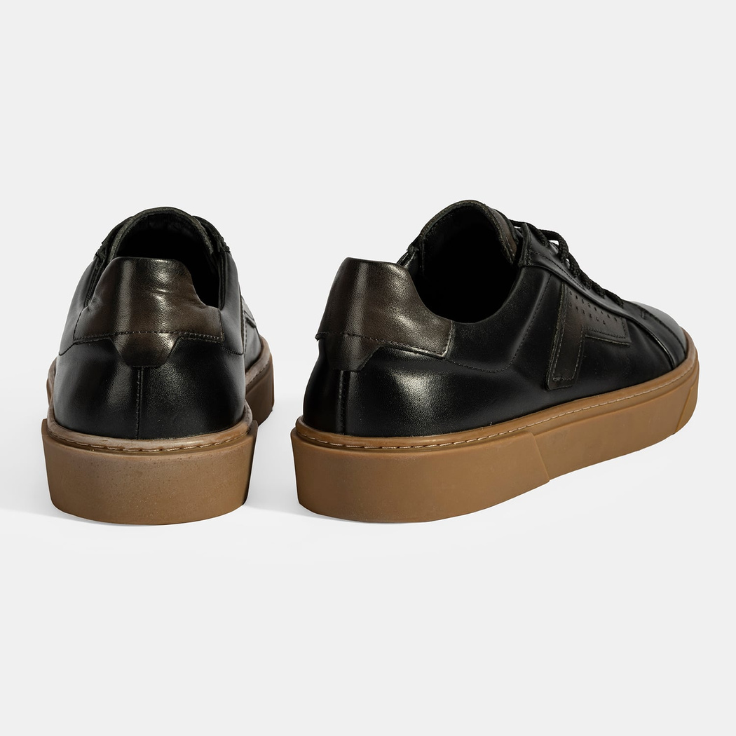 Erkek Siyah Bağcıklı Deri Günlük Ayakkabı