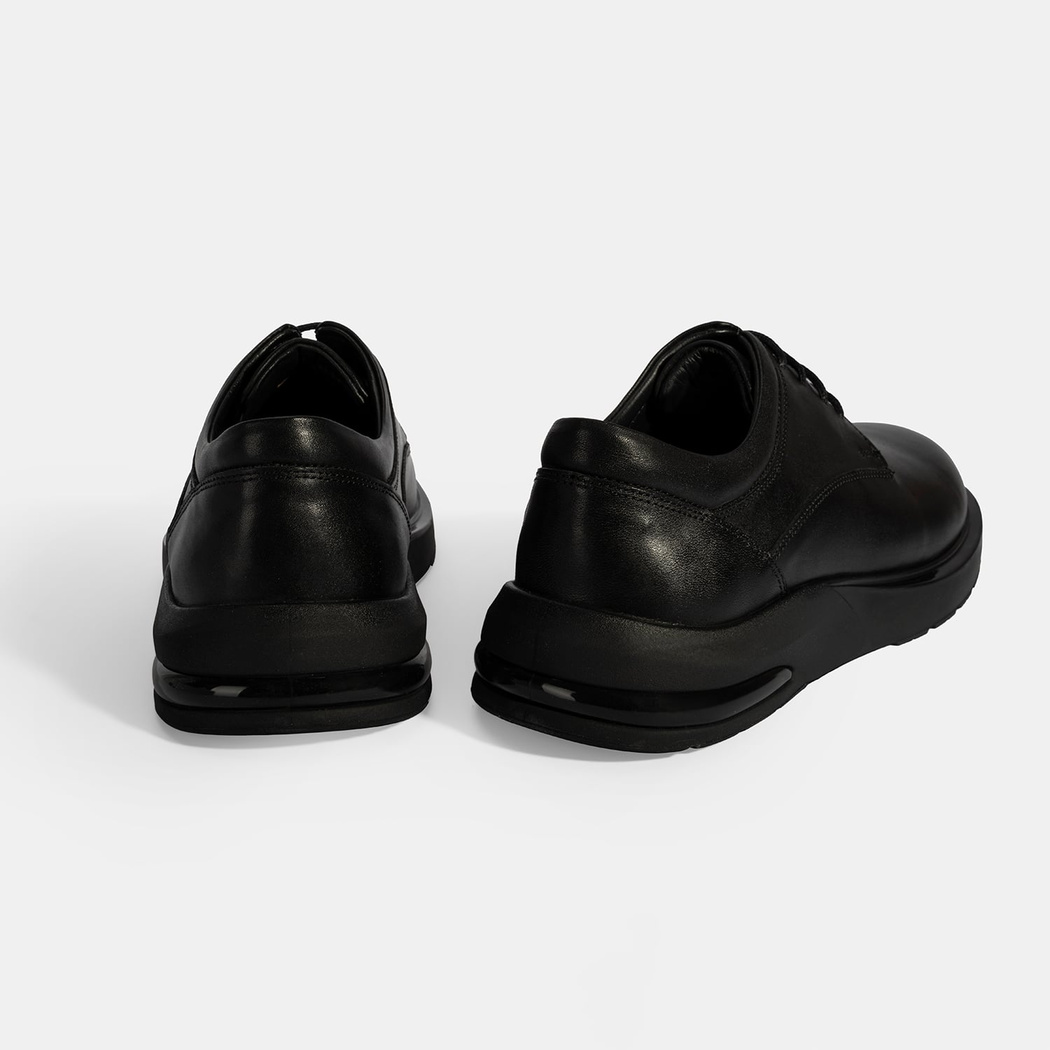 Erkek Siyah Bağcıklı Deri Günlük Ayakkabı