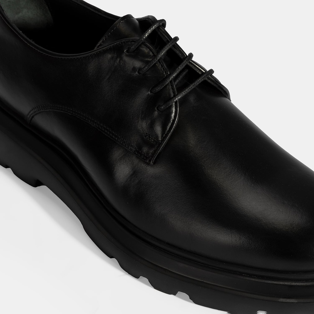 Erkek Siyah Bağcıklı Deri Klasik Ayakkabı