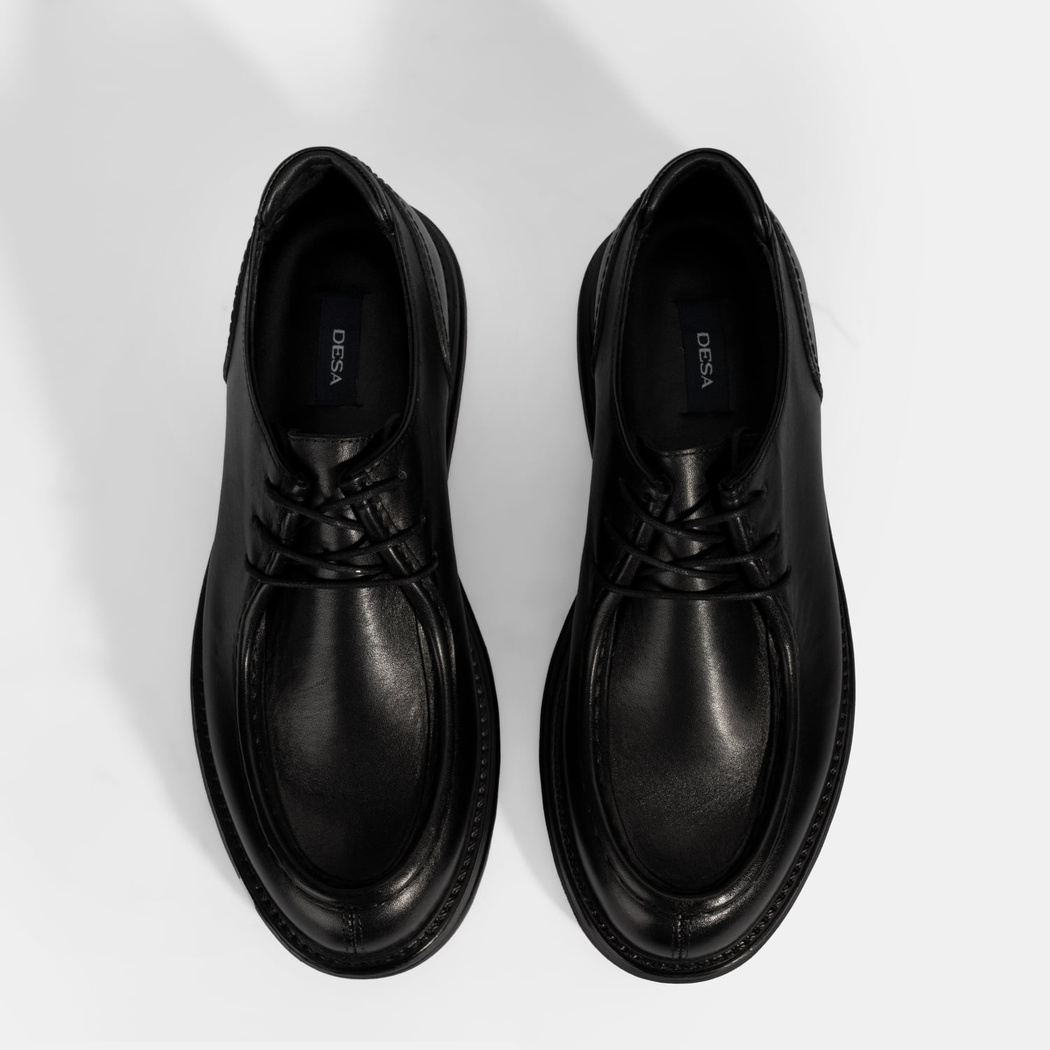 Erkek Siyah Bağcıklı Deri Klasik Ayakkabı