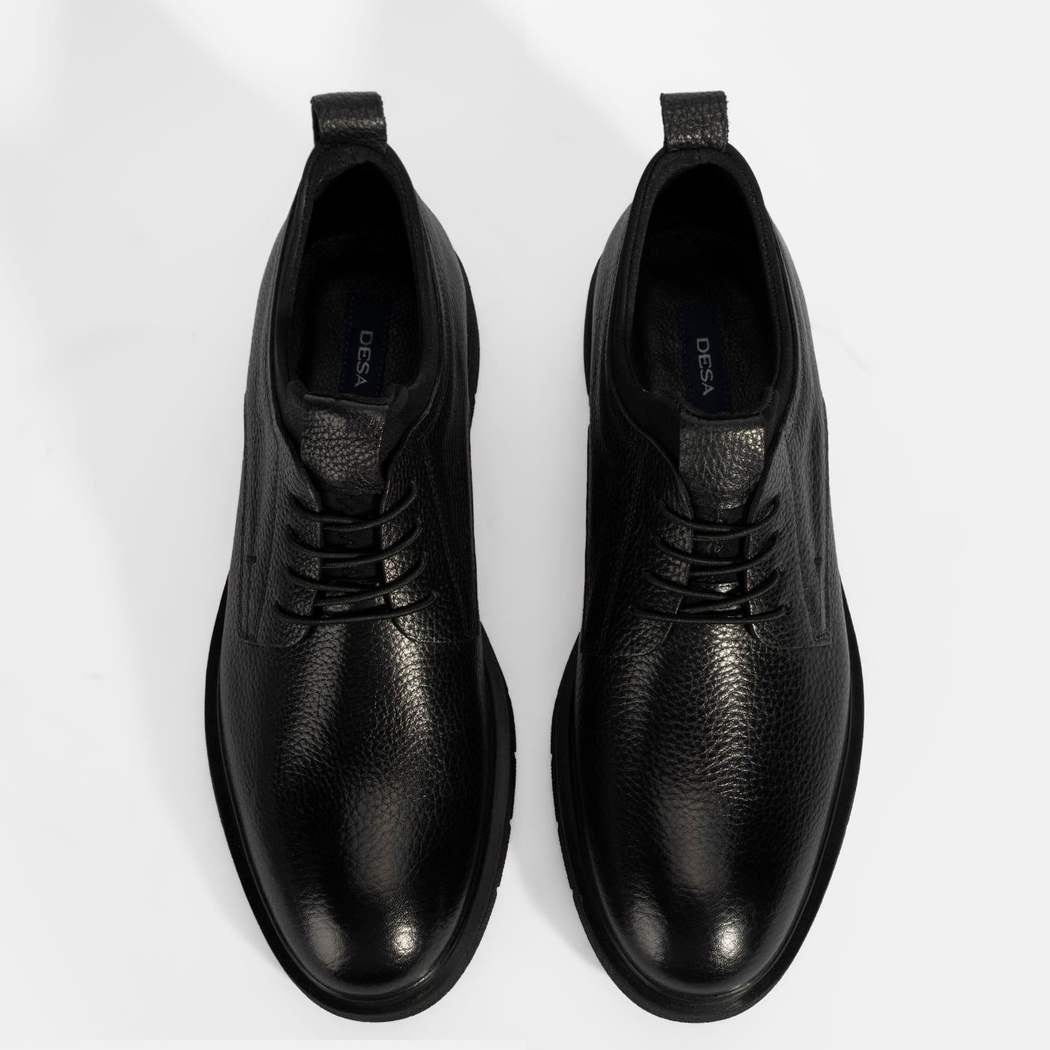 Erkek Siyah Bağcıklı Deri Klasik Ayakkabı