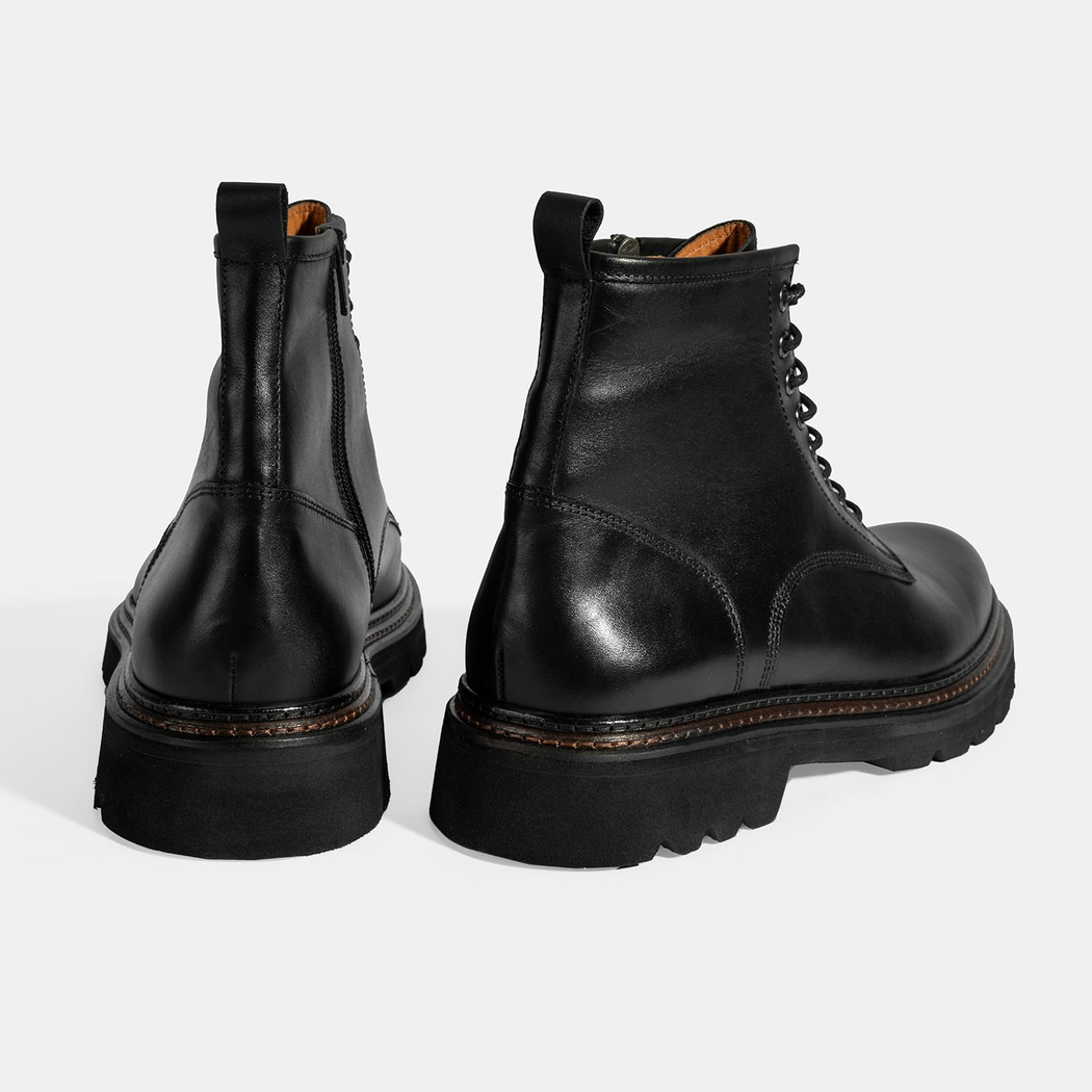 Erkek Siyah Bağcıklı Deri Postal Bot