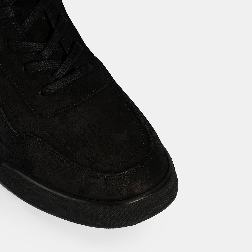 Erkek Siyah Bağcıklı Deri Spor Ayakkabı