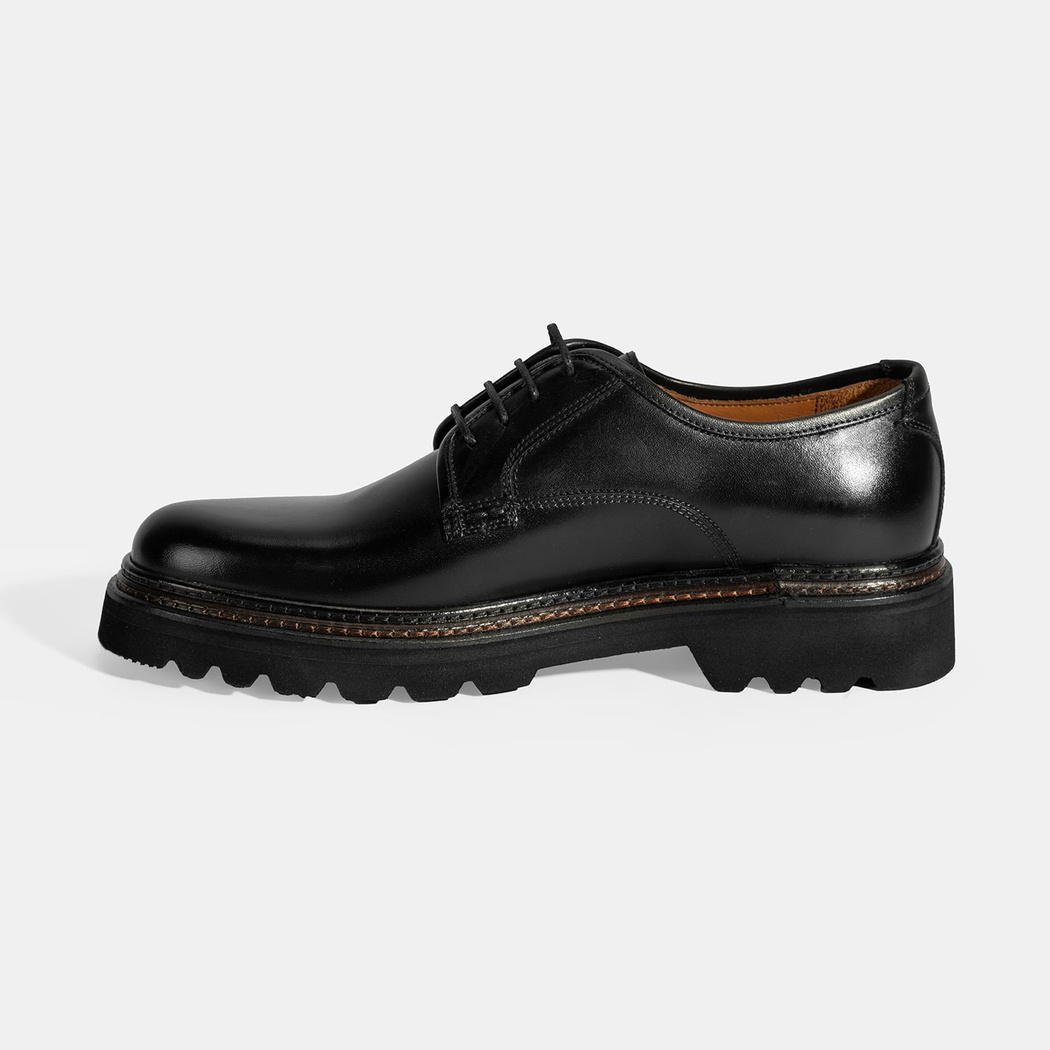 Erkek Siyah Bağcıklı Günlük Deri Ayakkabı