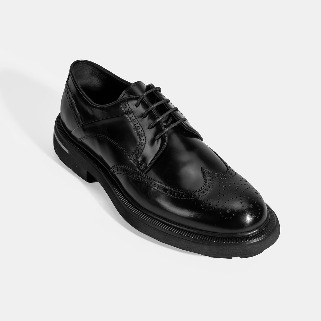 Erkek Siyah Bağcıklı Klasik Deri Ayakkabı