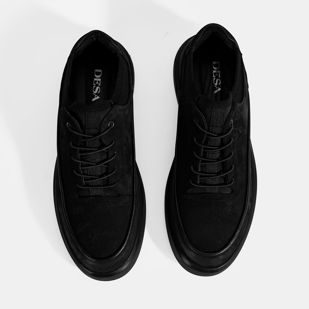 Erkek Siyah Bağcıklı Nubuk Deri Spor Ayakkabı