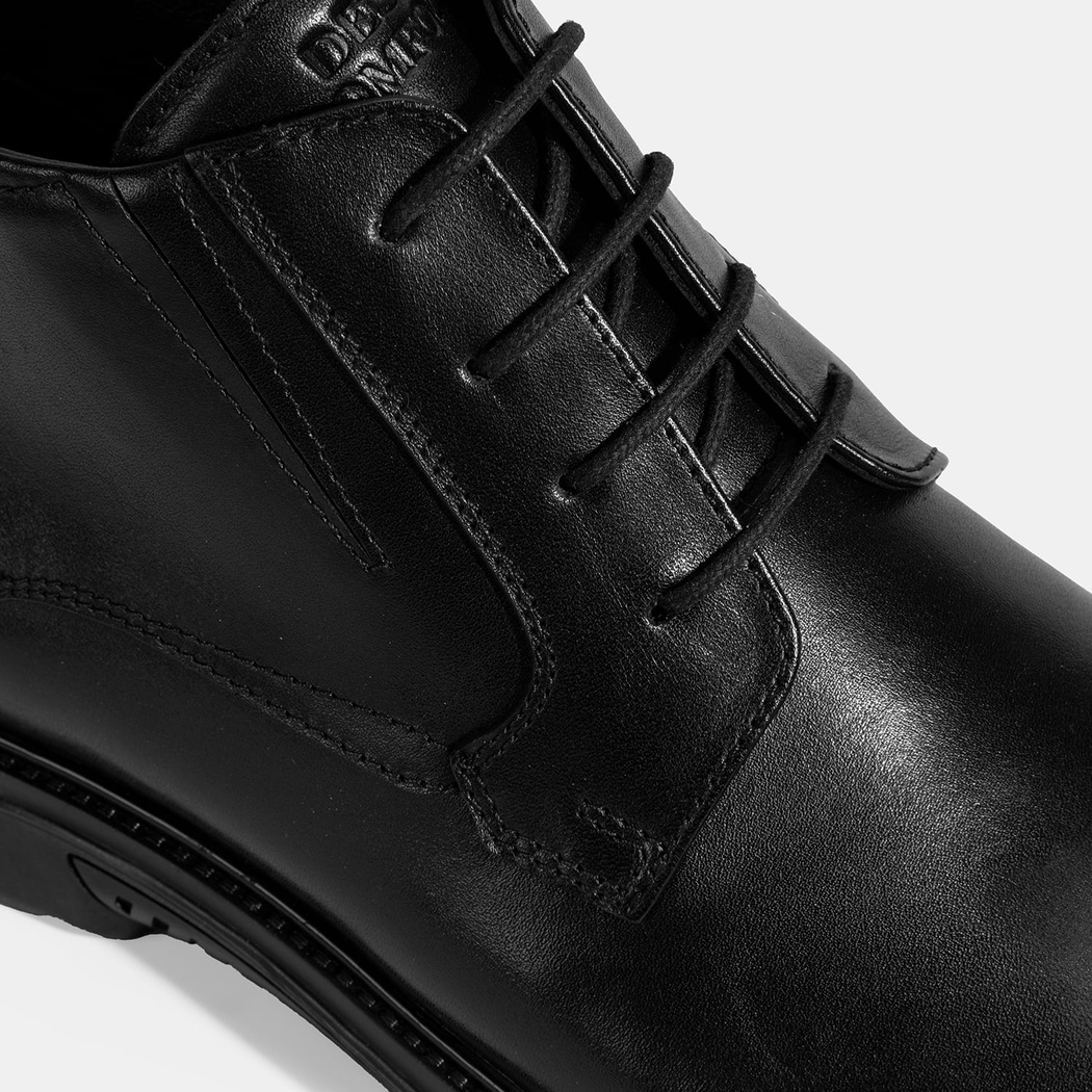 Erkek Siyah DesaComfort Bağcıklı Deri Bot