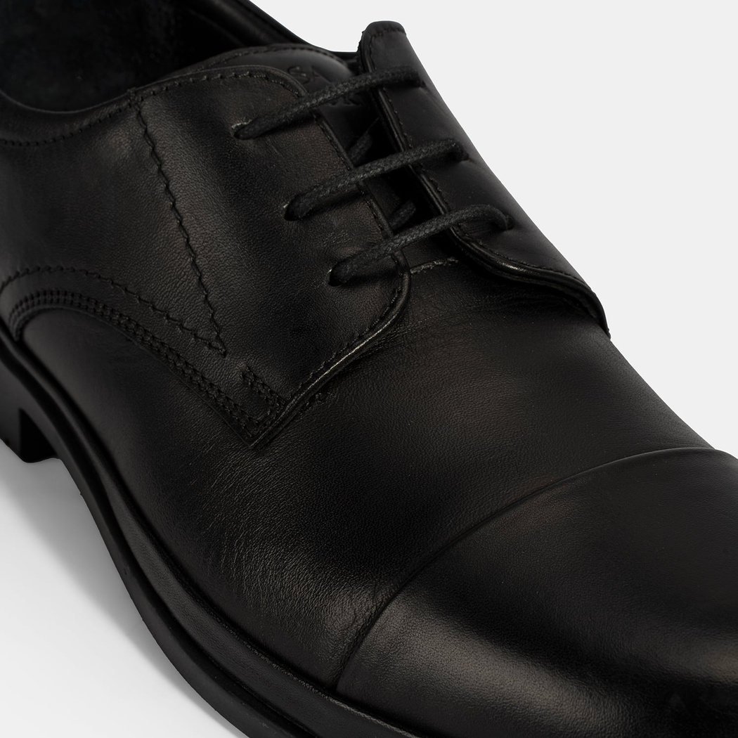 Erkek Siyah DesaComfort Bağcıklı Deri Ayakkabı