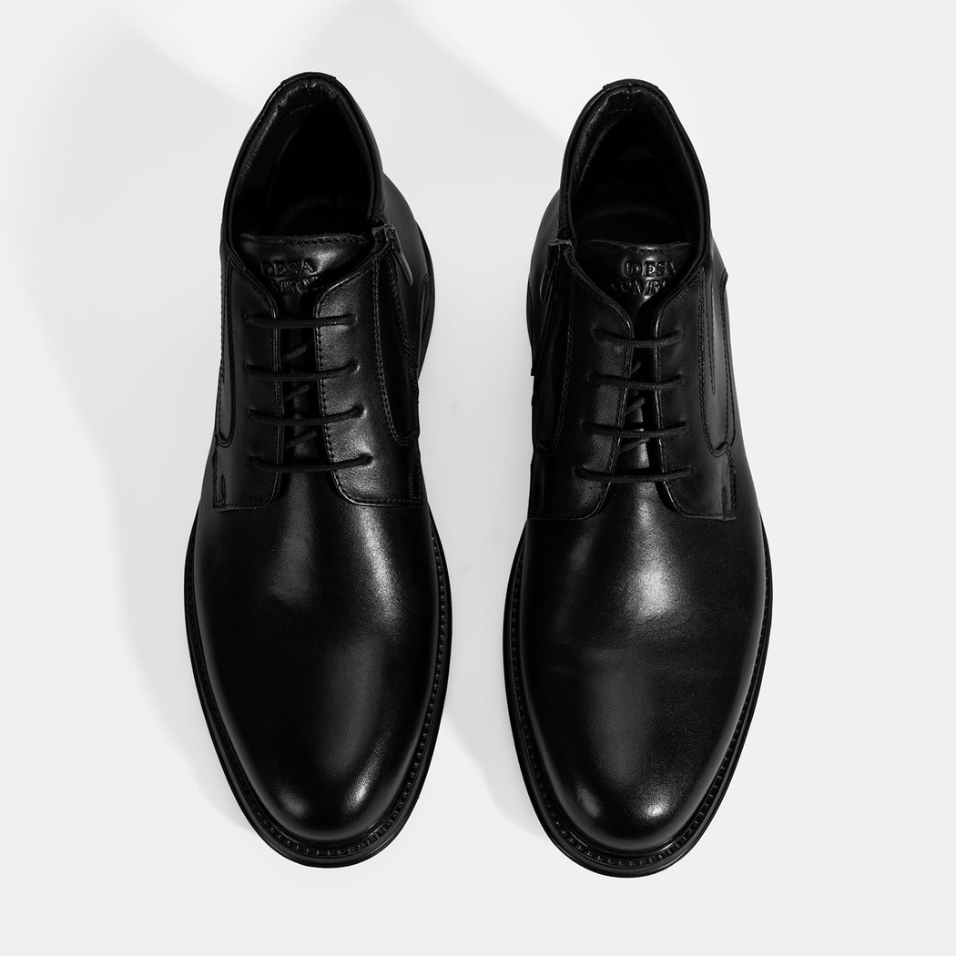 Erkek Siyah DesaComfort Bağcıklı Deri Bot