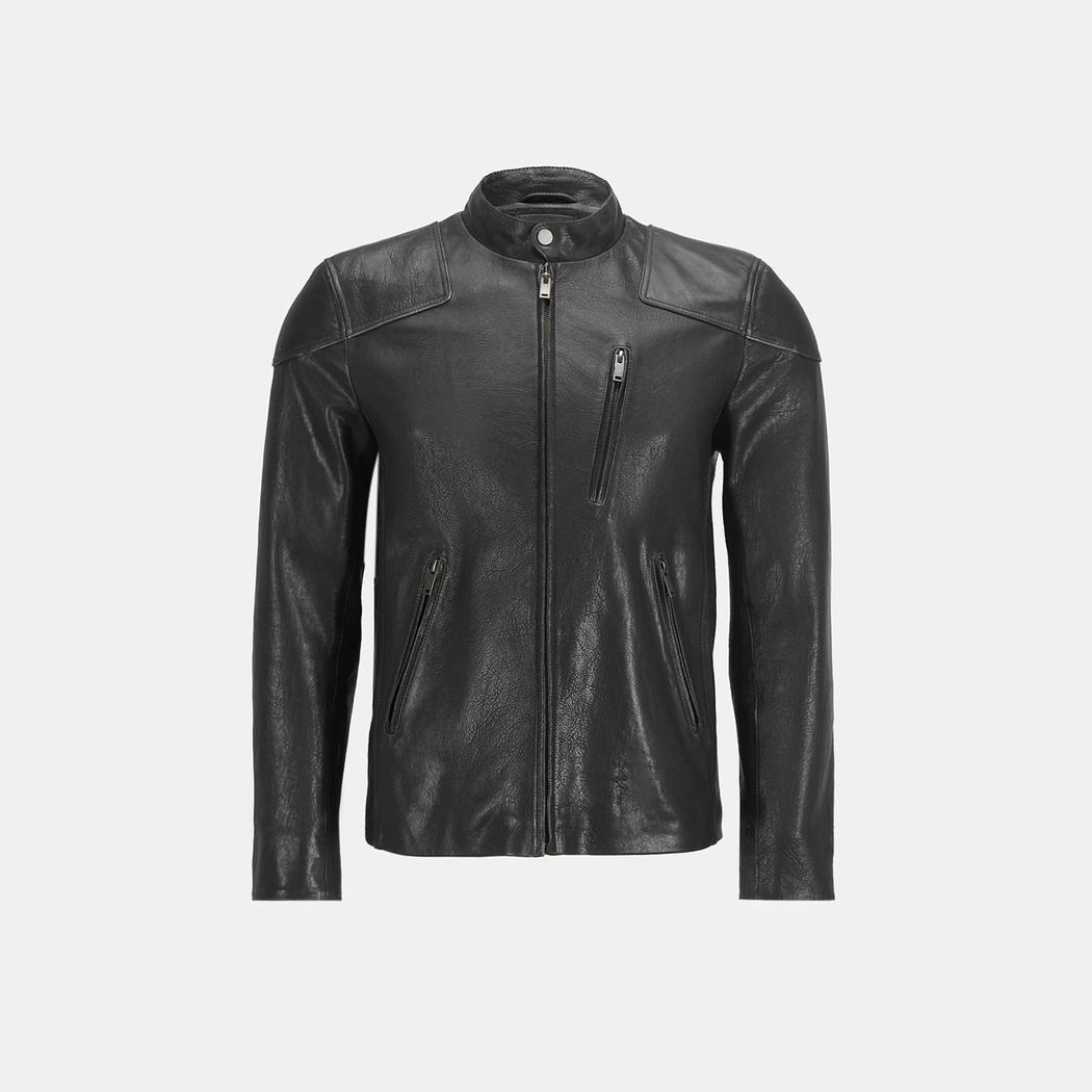 Erkek Siyah Eskitme Deri Mont