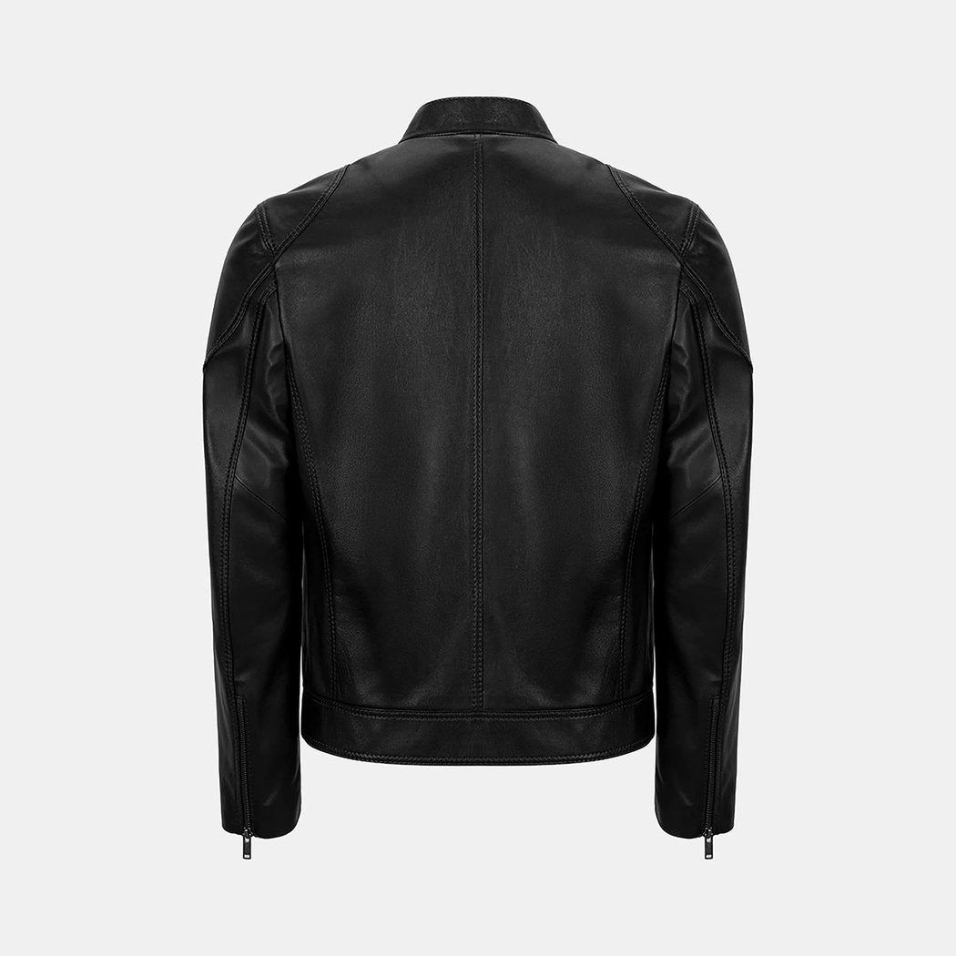 Erkek Siyah Hakim Yakalı Deri Ceket