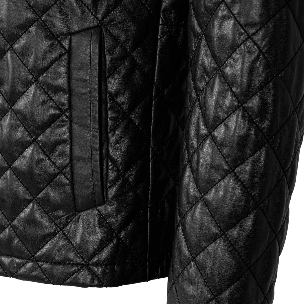 Erkek Siyah Kapitone Deri Ceket