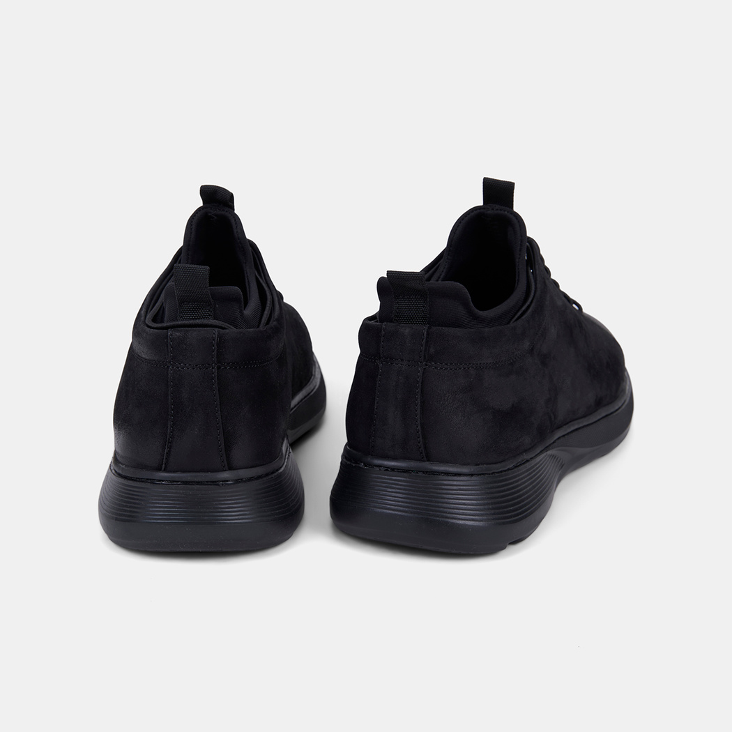 Erkek Siyah Lastik Bağcıklı Nubuk Sneaker