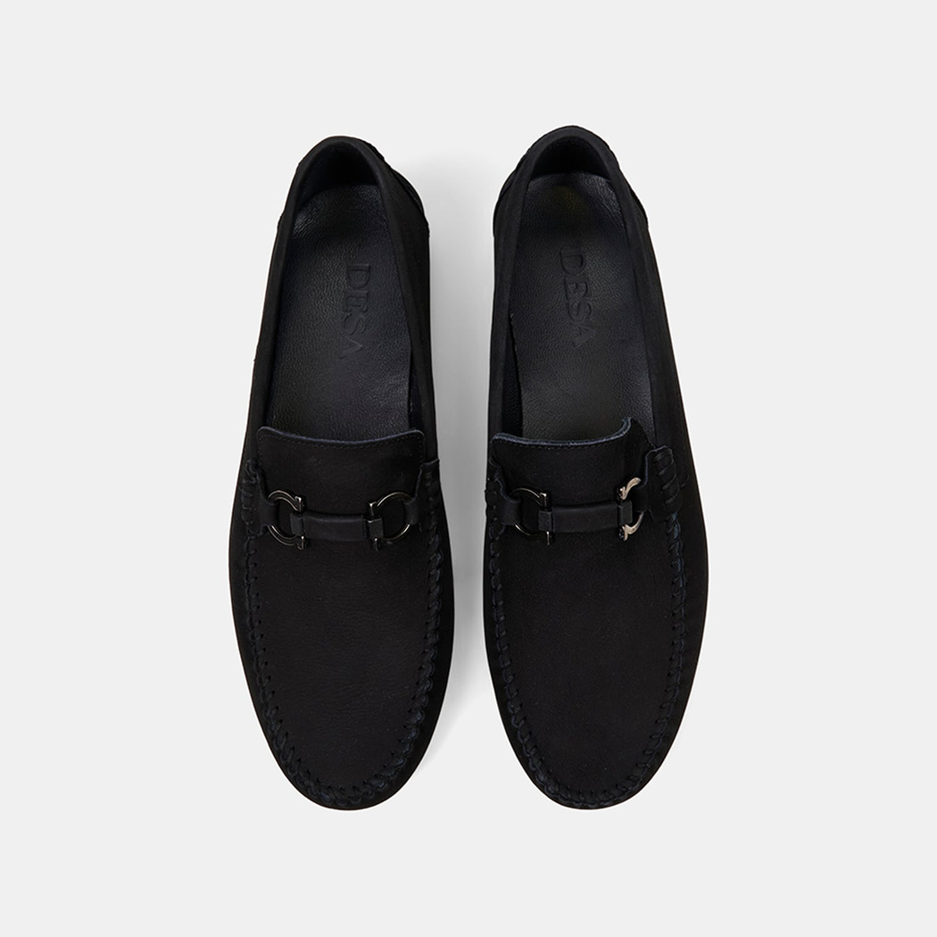 Erkek Siyah Metal Toka Detaylı Süet Loafer