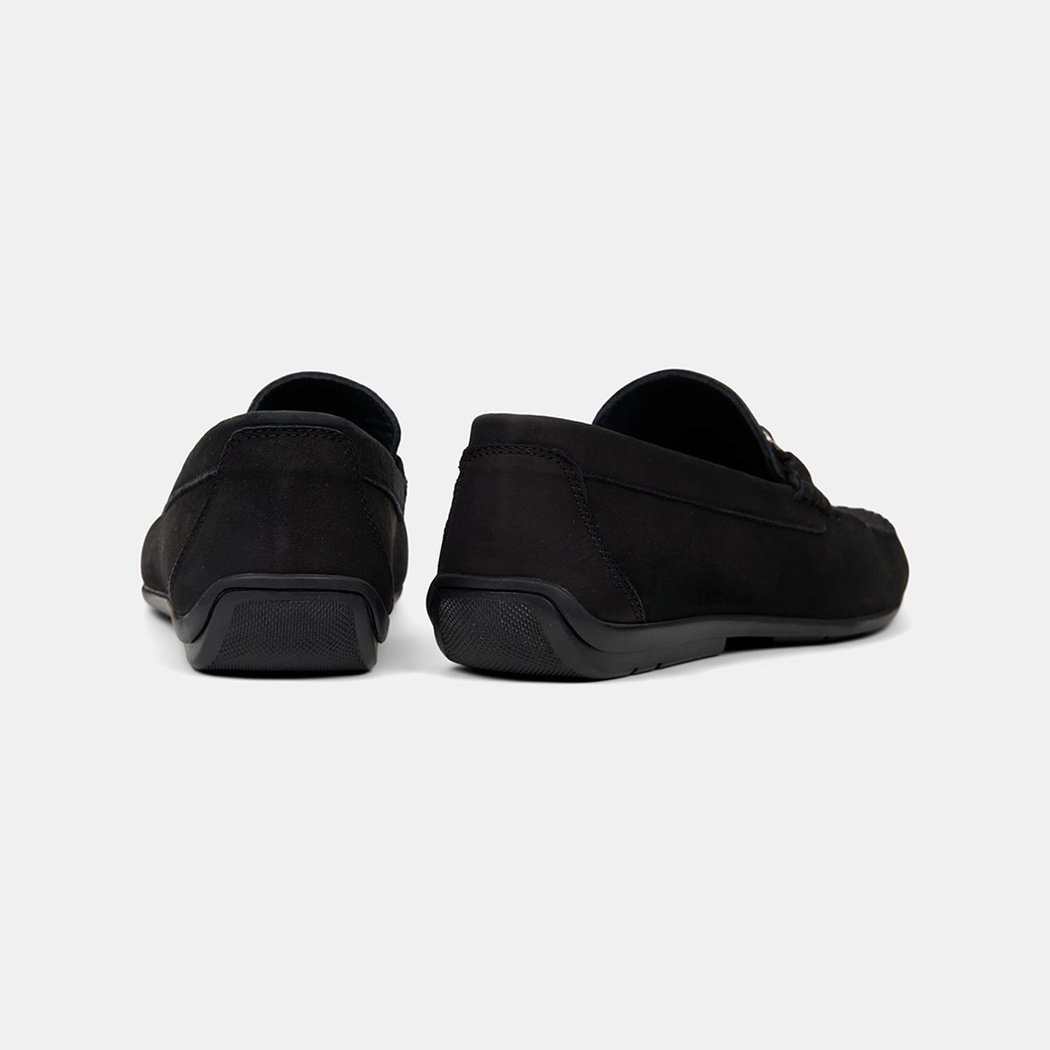 Erkek Siyah Metal Toka Detaylı Süet Loafer