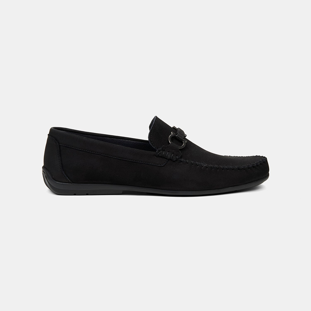 Erkek Siyah Metal Toka Detaylı Süet Loafer