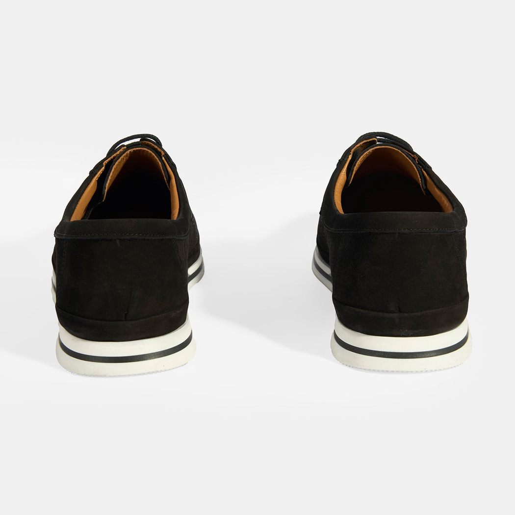 Erkek Siyah Nubuk Deri Bağcıklı Günlük Ayakkabı