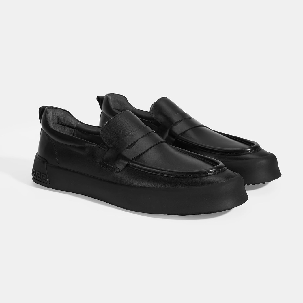 Erkek Siyah Slip-On Deri Loafer