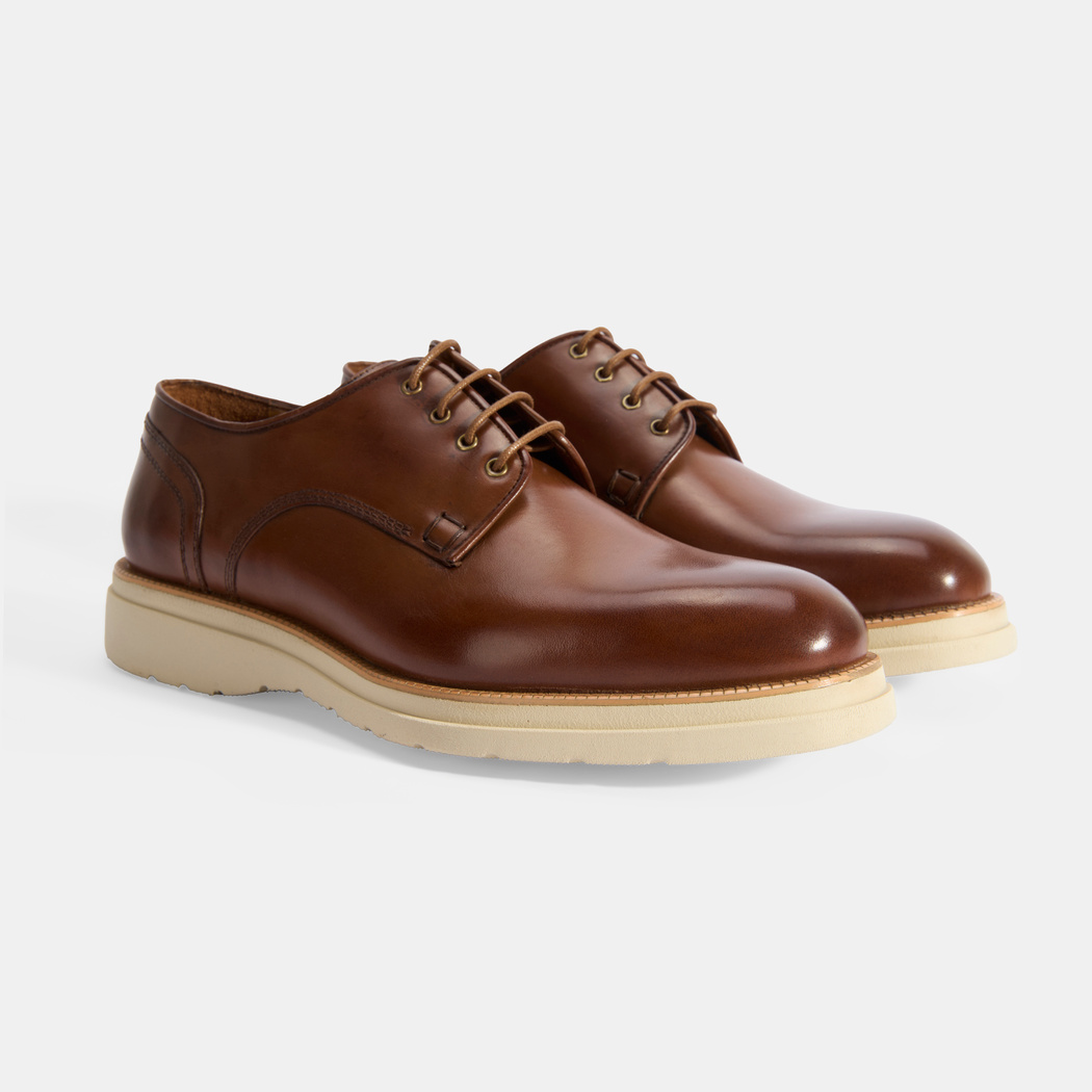 Erkek Taba Bağcıklı Deri Günlük Ayakkabı