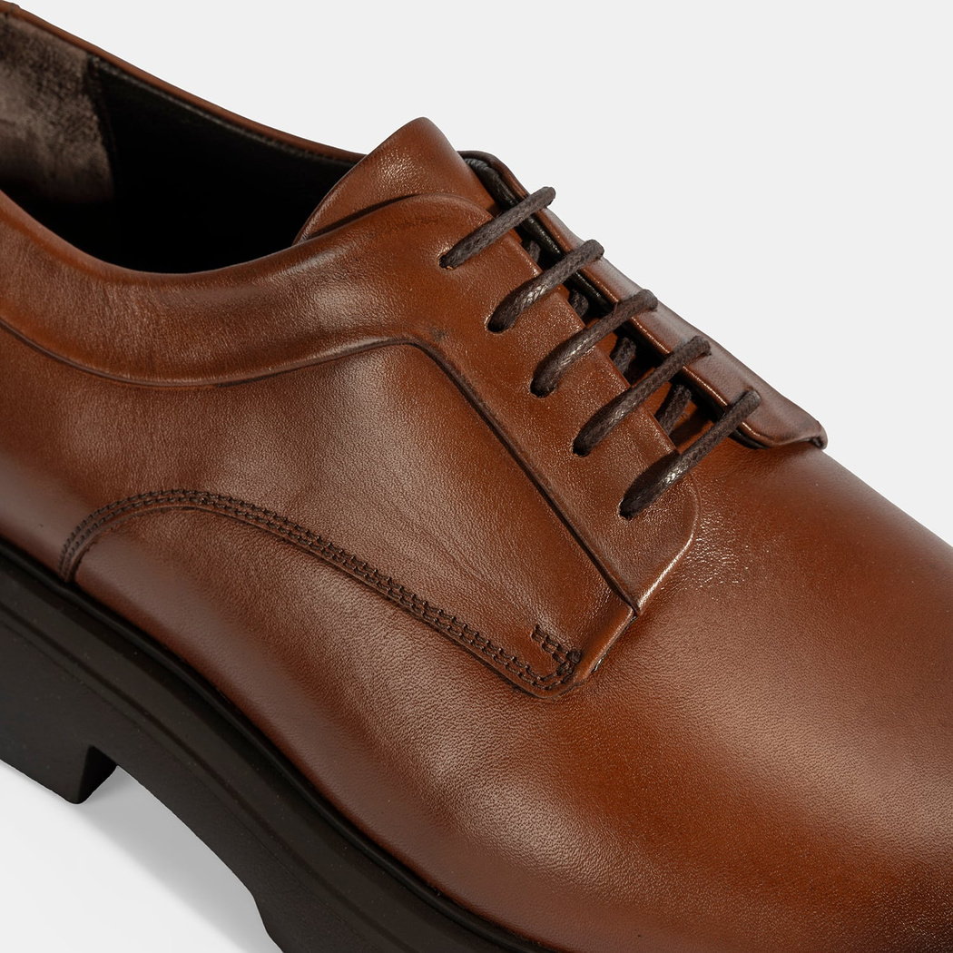 Erkek Taba Bağcıklı Deri Klasik Ayakkabı