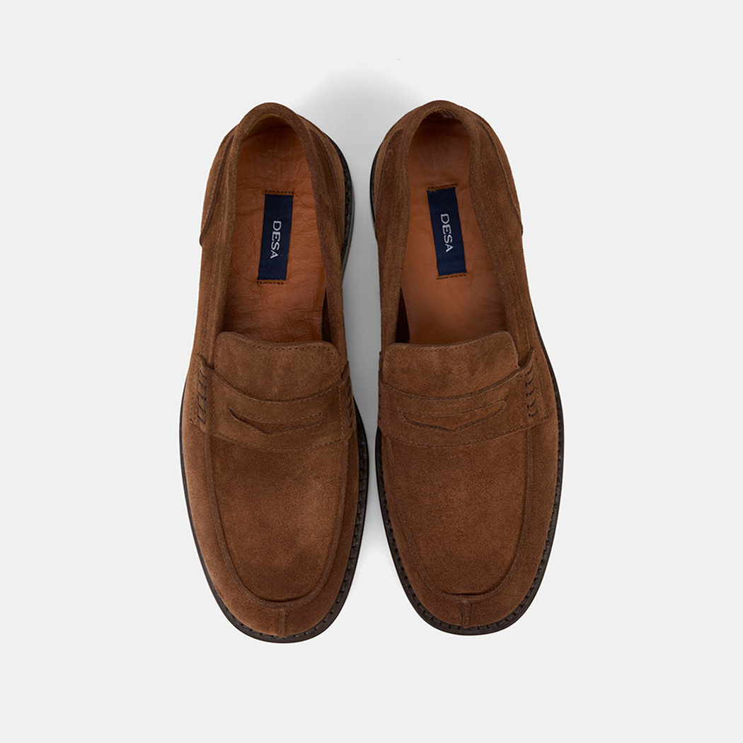 Erkek Taba Dikiş Detaylı Süet Deri Loafer